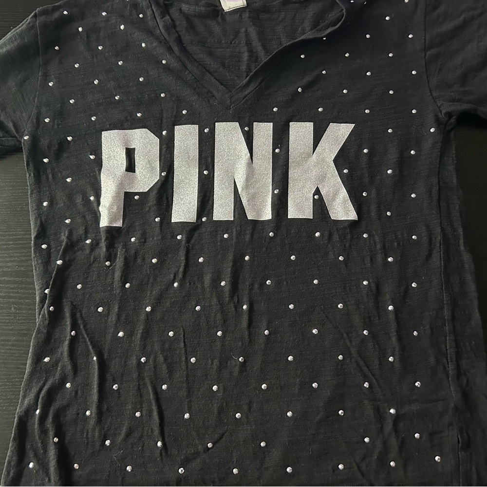 PINK Victoria's Secret Black Tee with Silver Studs
